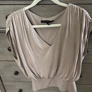 White House Black Market Tan Ruched Blouse